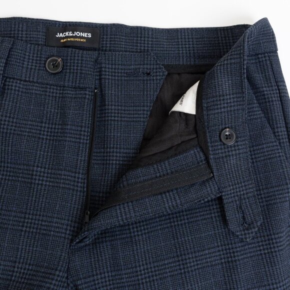 Jack & Jones Marco Slim Dress Pants 31x34 Fit Bi-Stretch Navy Check - Picture 7 of 15